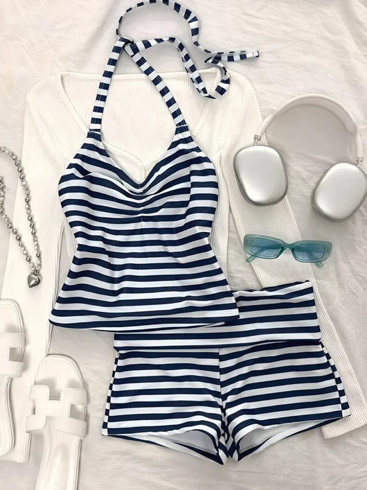 Women's Striped Tankini Swimsuit