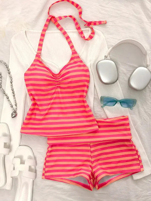 Women's Striped Tankini Swimsuit