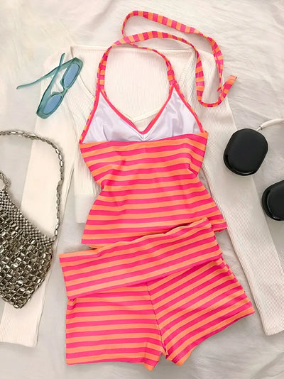 Women's Striped Tankini Swimsuit